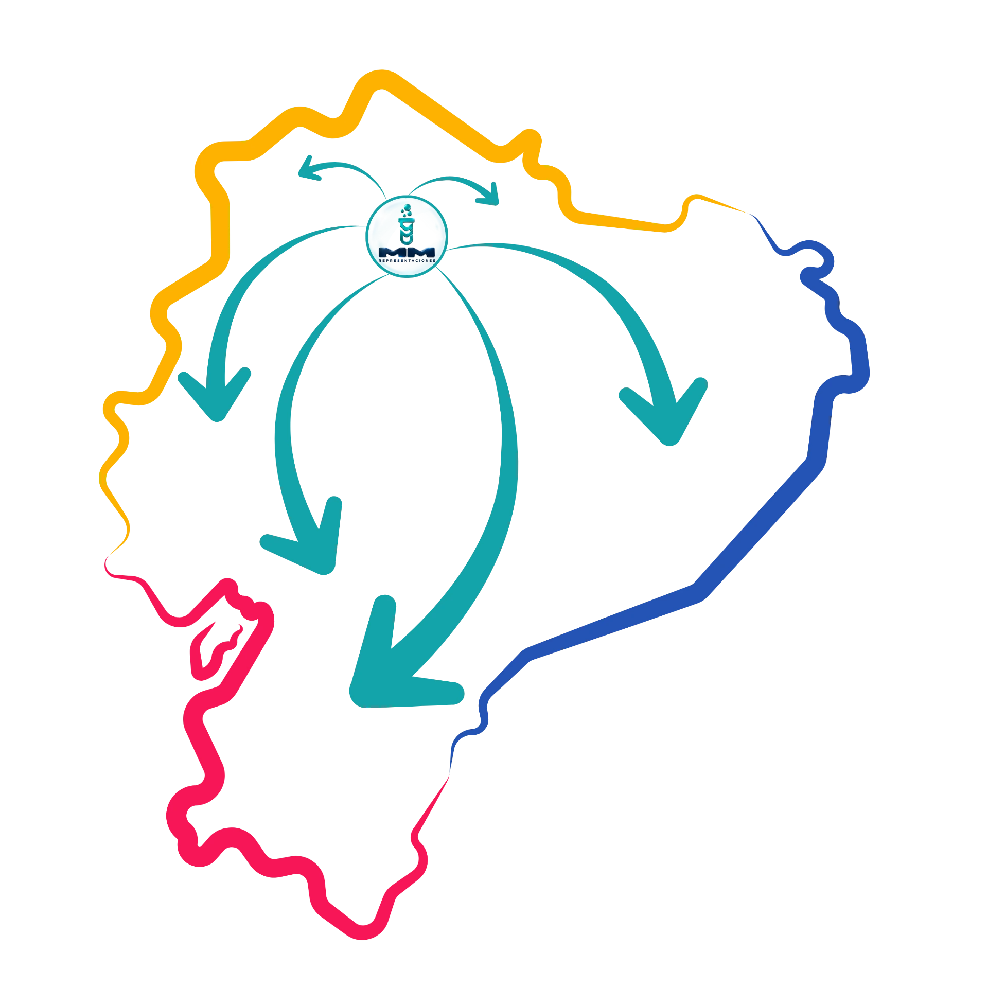 Mapa de cobertura de envíos desde Ibarra hacia Ecuador